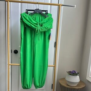 2 piece Green Women's Bandeau top and Pants